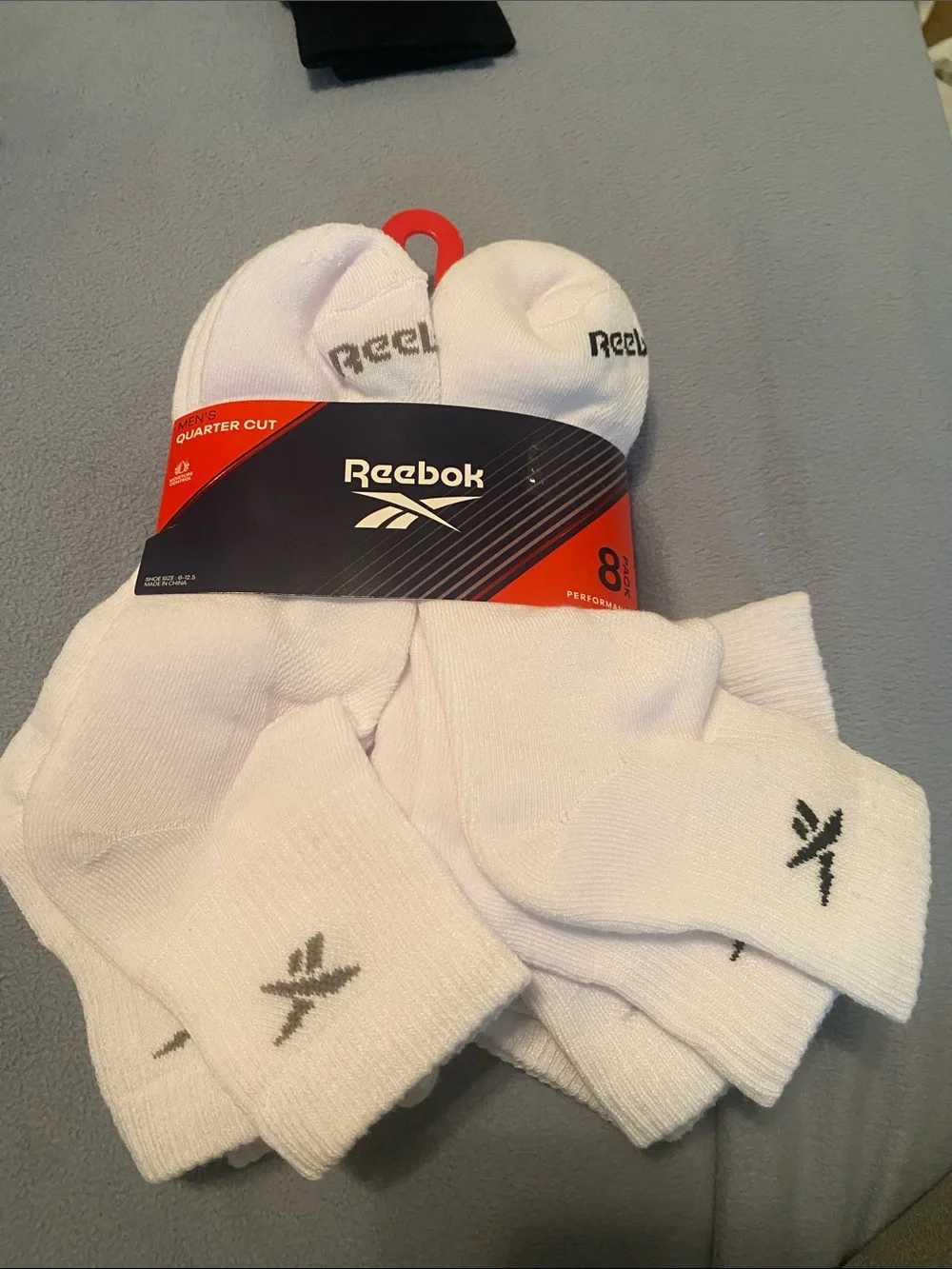 Reebok Men's White Athletic Quarter Socks - 8 Pack